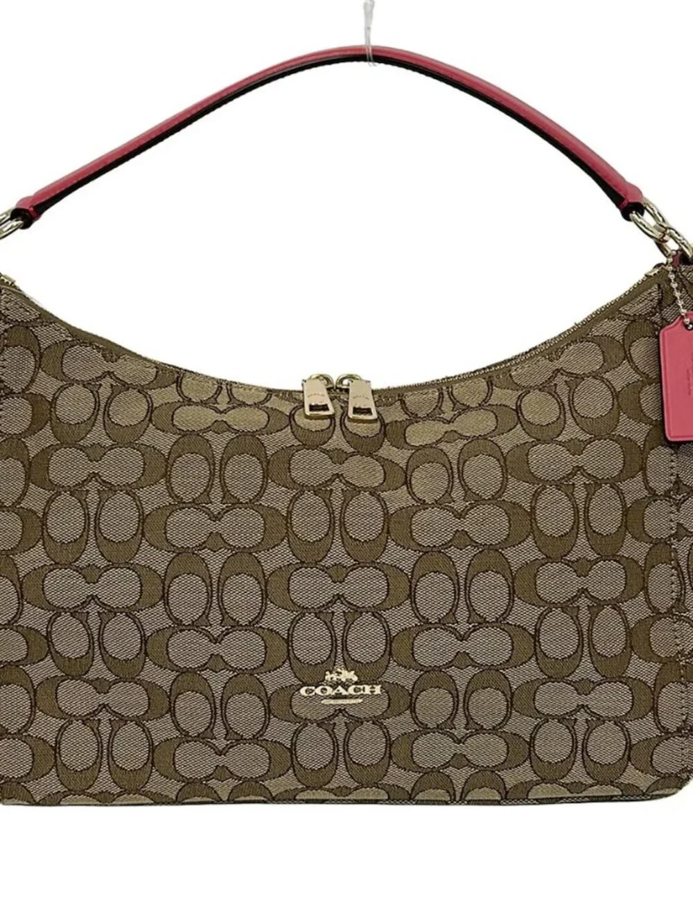 COACH Signature Celeste EW Hobo F58284 Beige Dark Brown Pink Jacquard Leather